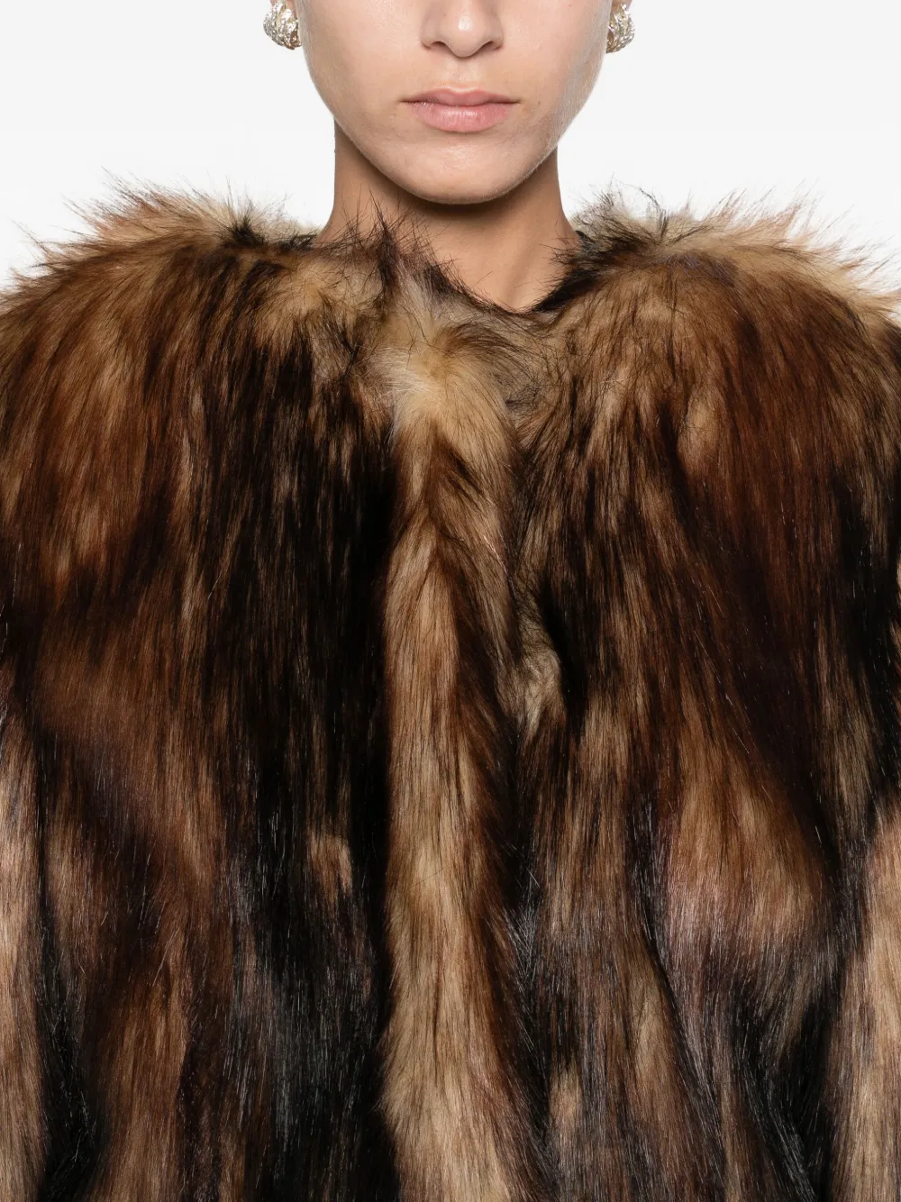 Simone Rocha Faux-fur Jacket In Brown