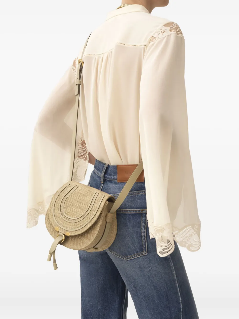 Chloé Small Marcie Saddle Cross Body Bag In Neutral