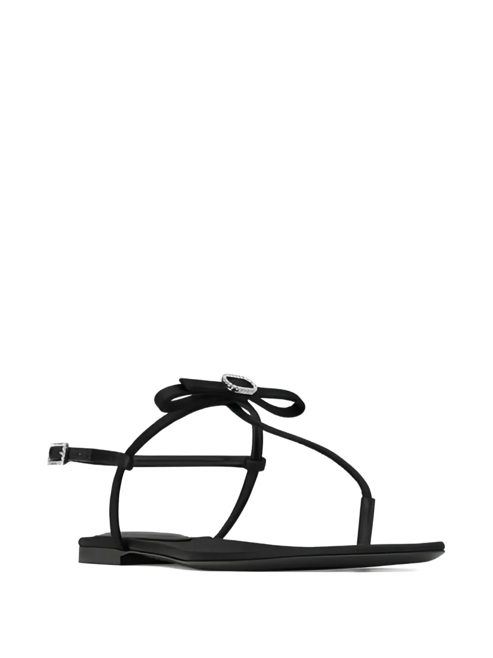 Saint Laurent Jota Crystal-embellished Bow Sandals In Black