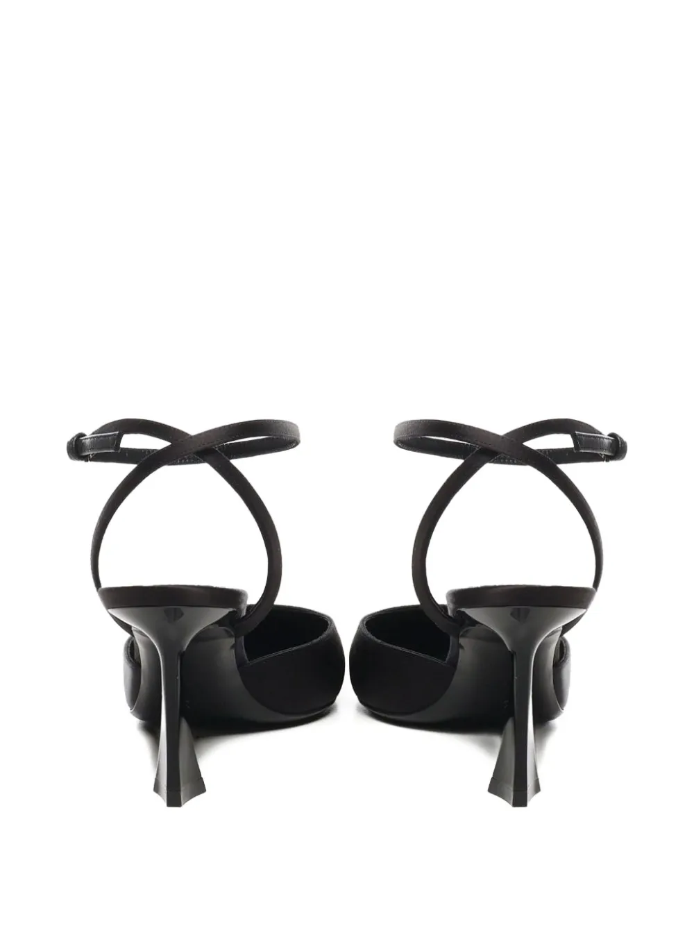 Saint Laurent Aimee Leather-trimmed Satin Pumps In Black