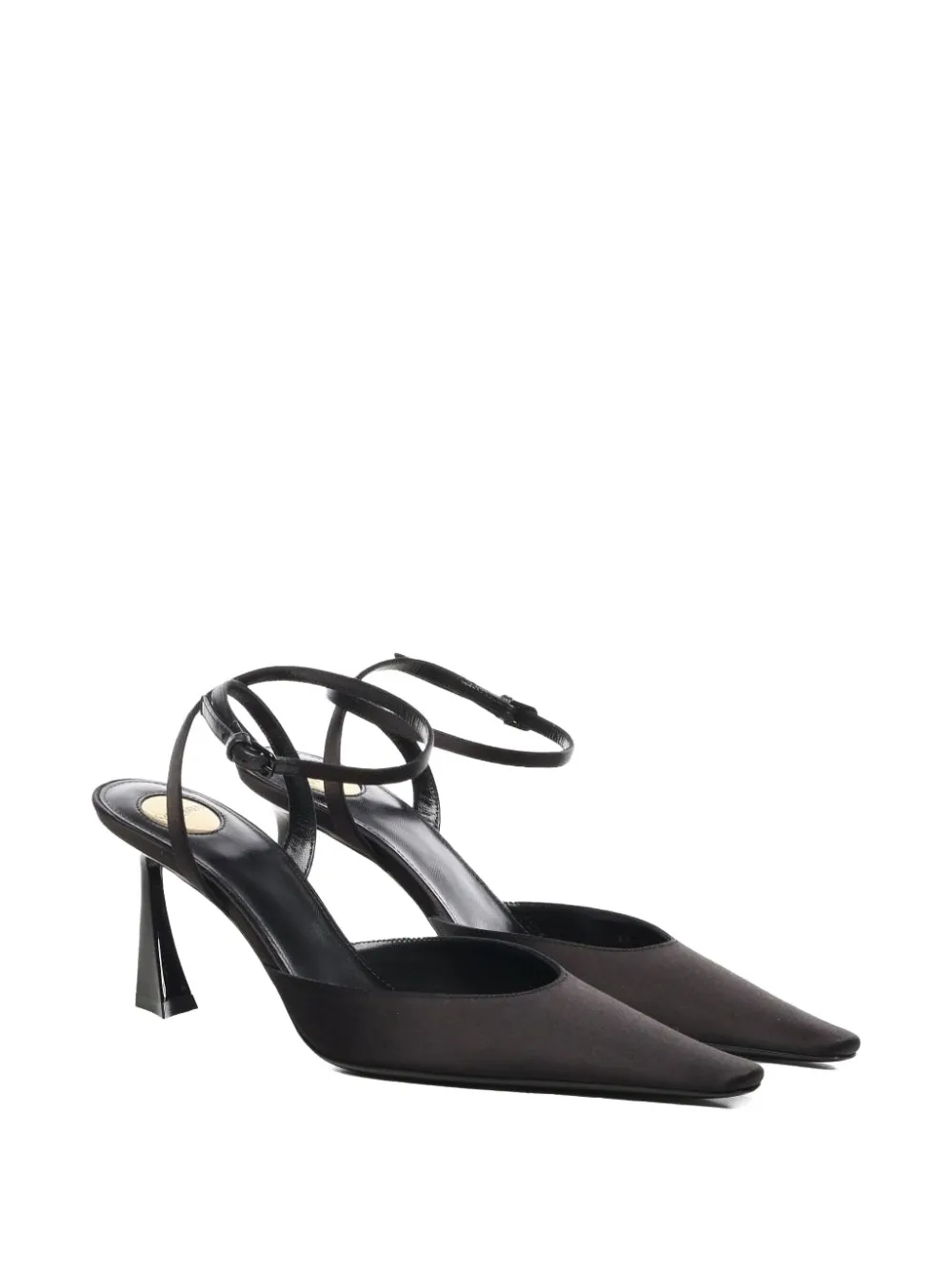 Saint Laurent Aimee Leather-trimmed Satin Pumps In Black