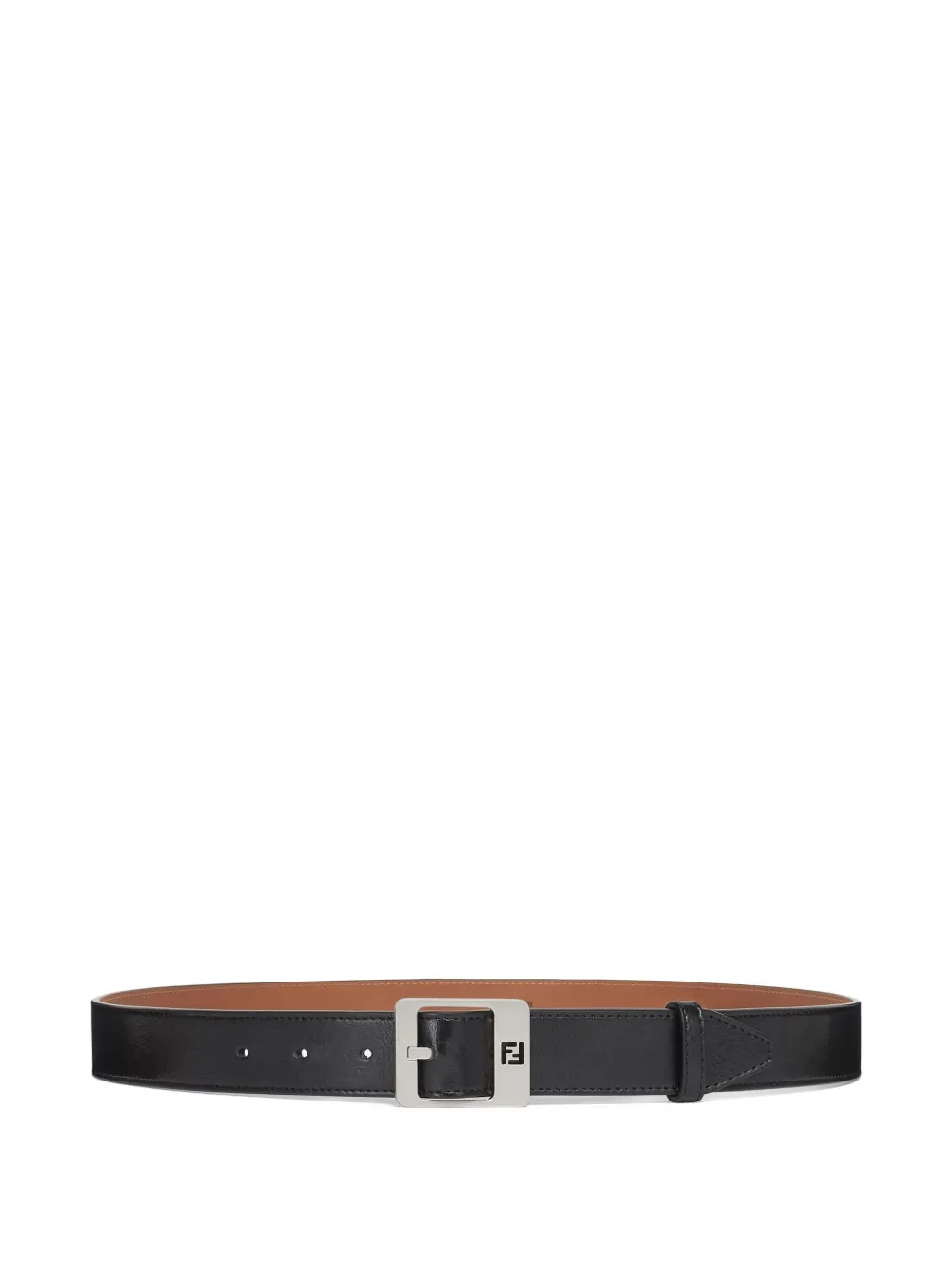 FENDI square buckle leather belt Zwart