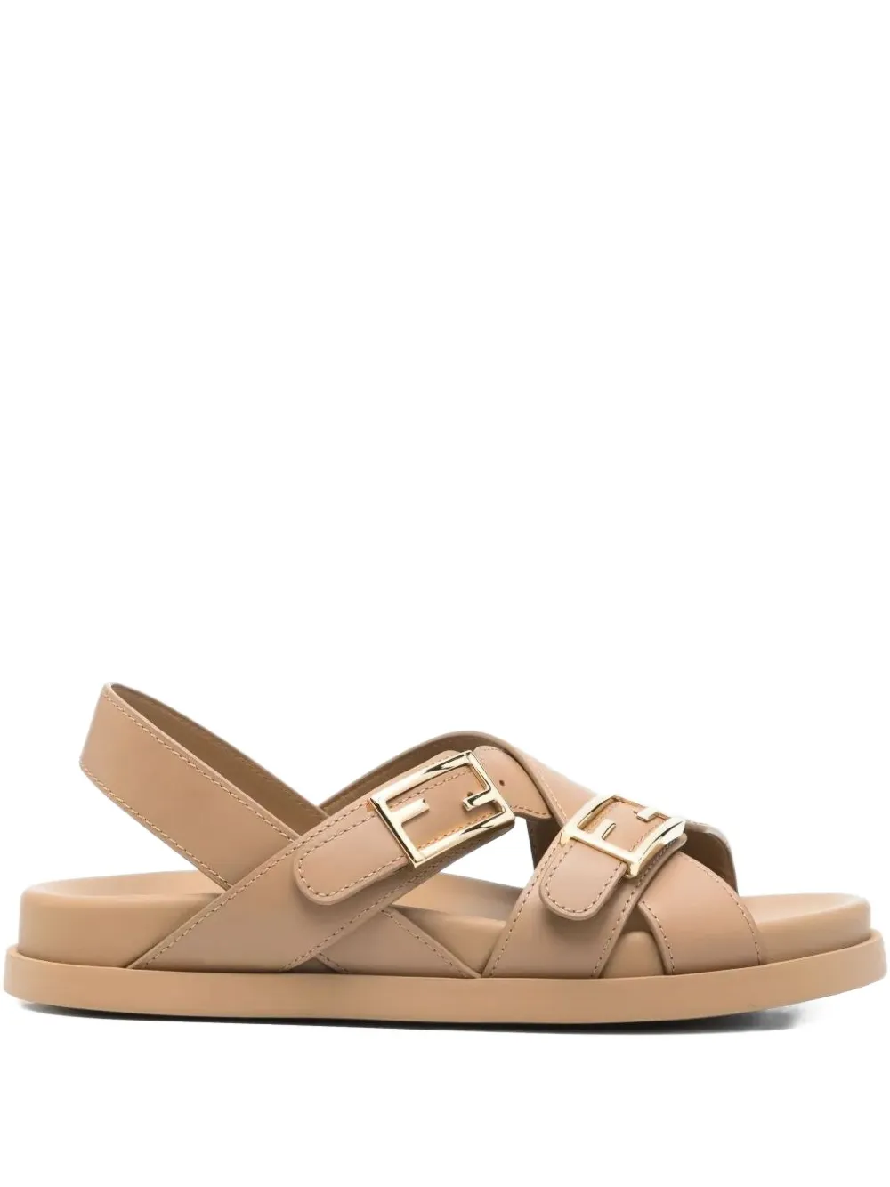 FENDI Feel buckle-strap leather sandals Brown