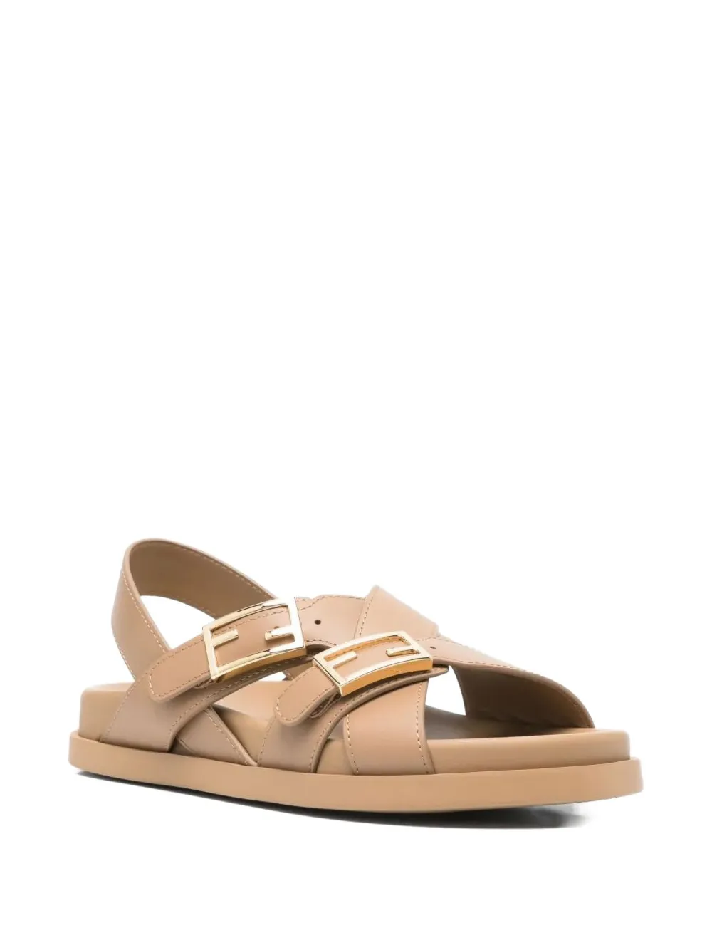 FENDI Feel buckle-strap leather sandals Brown