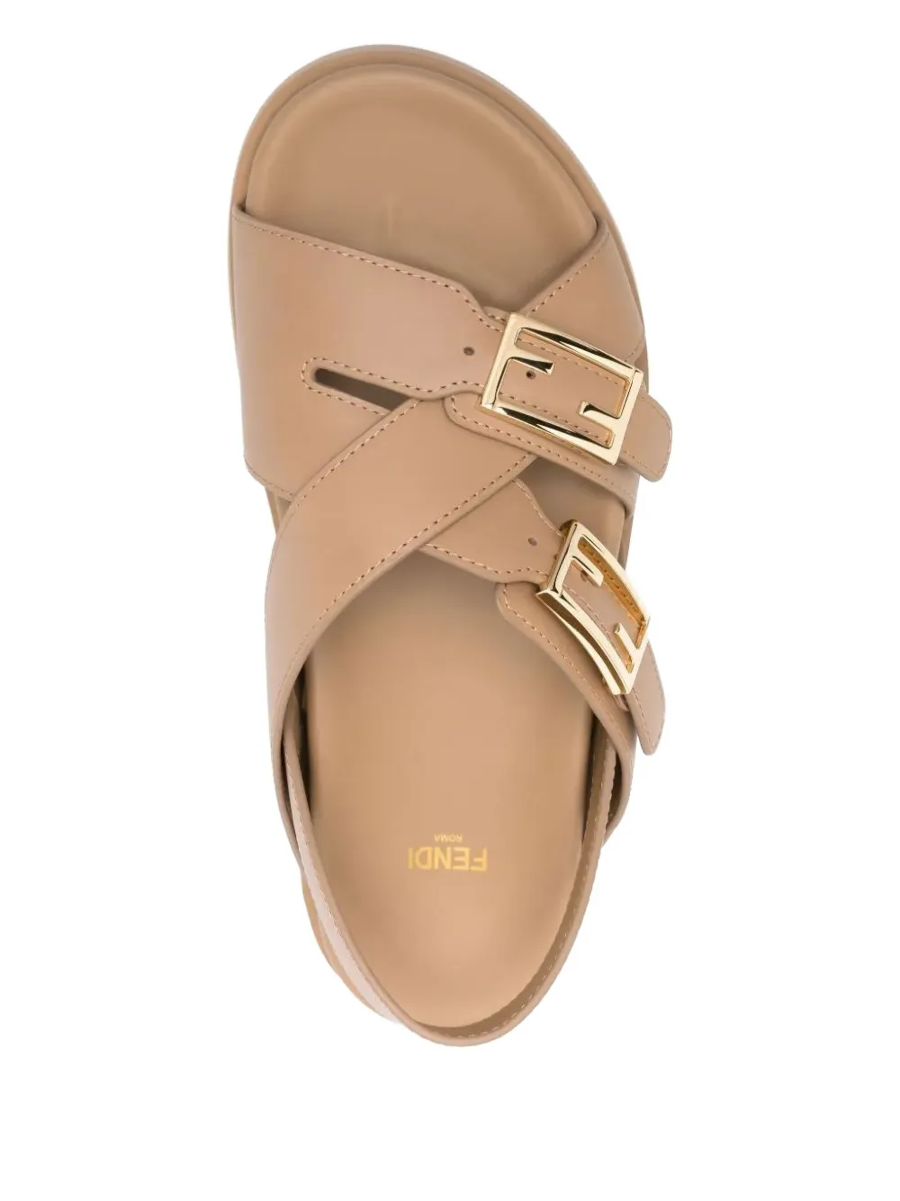FENDI Feel buckle-strap leather sandals Brown