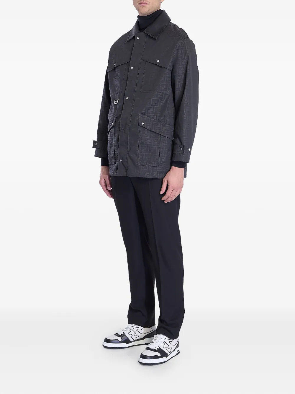 FENDI Jack met leren afwerking en FF-patroon Bruin