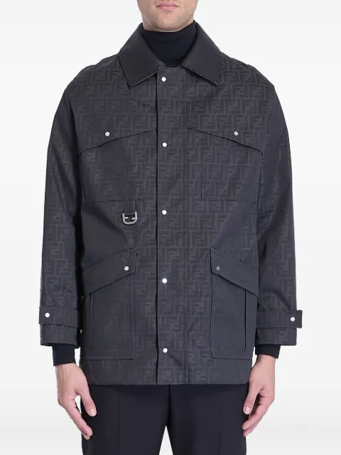 FENDI FF-pattern leather-trimmed jacket
