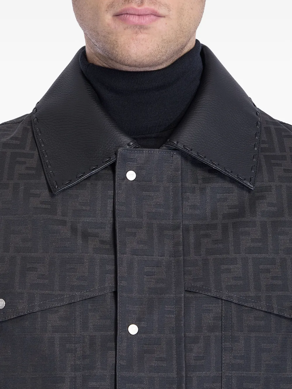 FENDI Jack met leren afwerking en FF-patroon Bruin