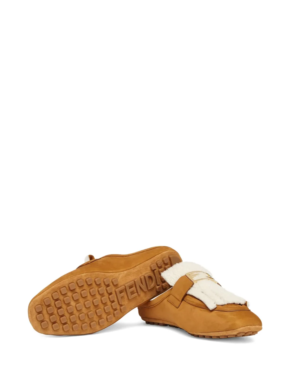 FENDI leather flat sandals Brown