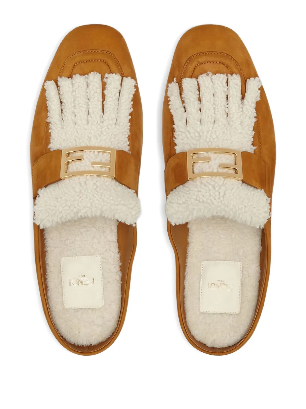 FENDI leather flat sandals Brown