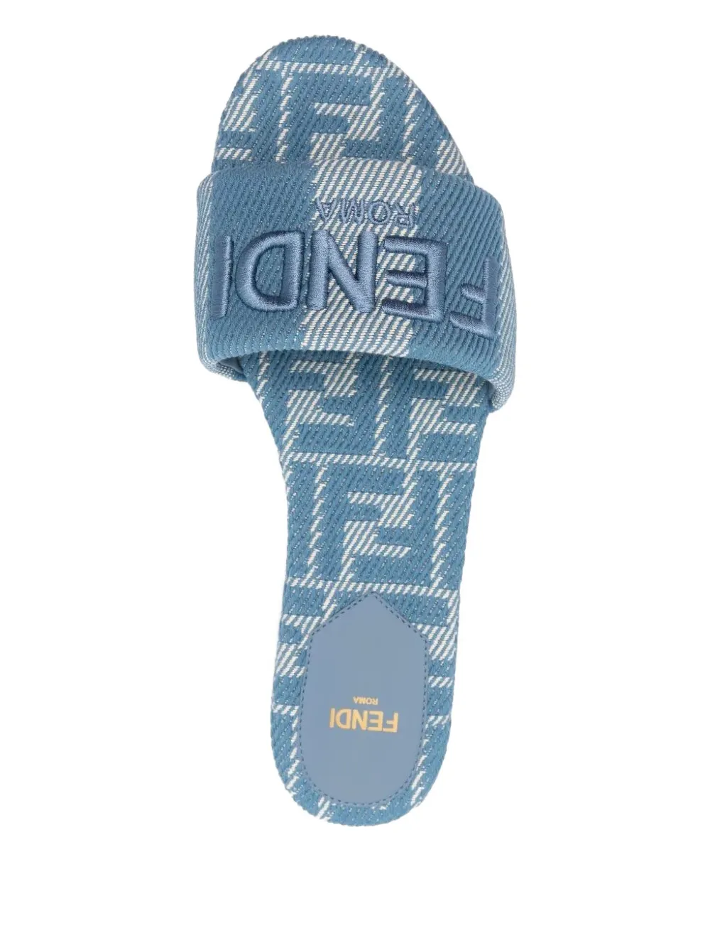 FENDI Sunshine logo-embroidered flat sandals Blue