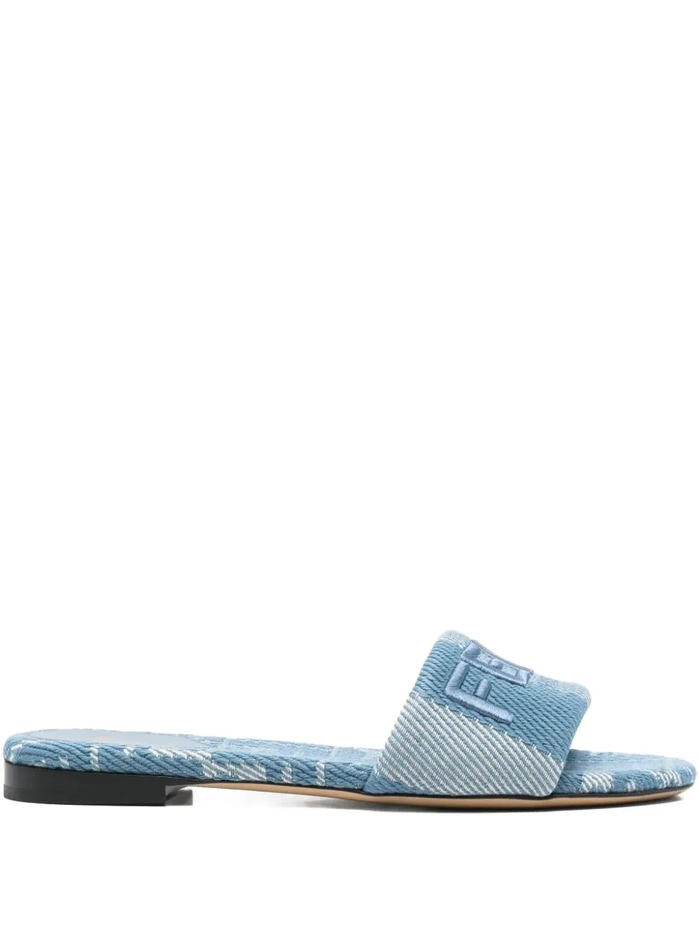 FENDI Sunshine logo-embroidered flat sandals Blue