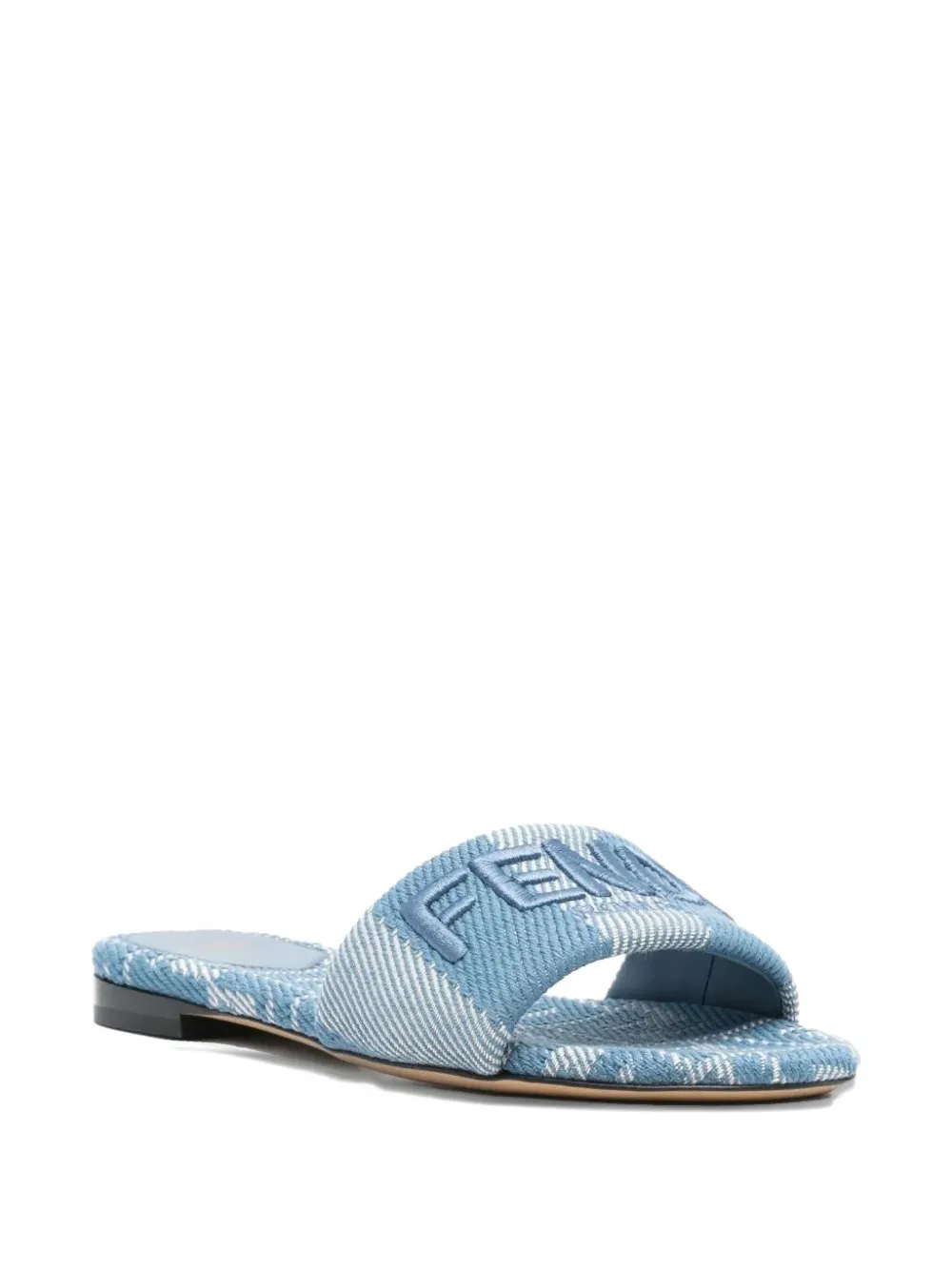 FENDI Sunshine logo-embroidered flat sandals Blue