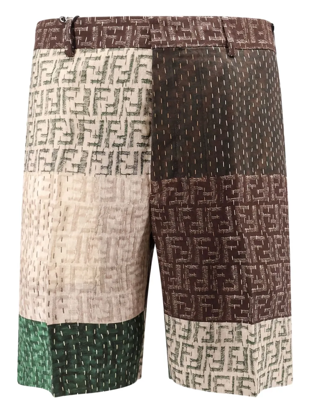 FENDI FF-logo patchwork shorts Groen