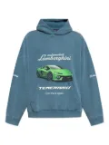 Balenciaga Lamborghini car print wheel-detail hoodie - Blue