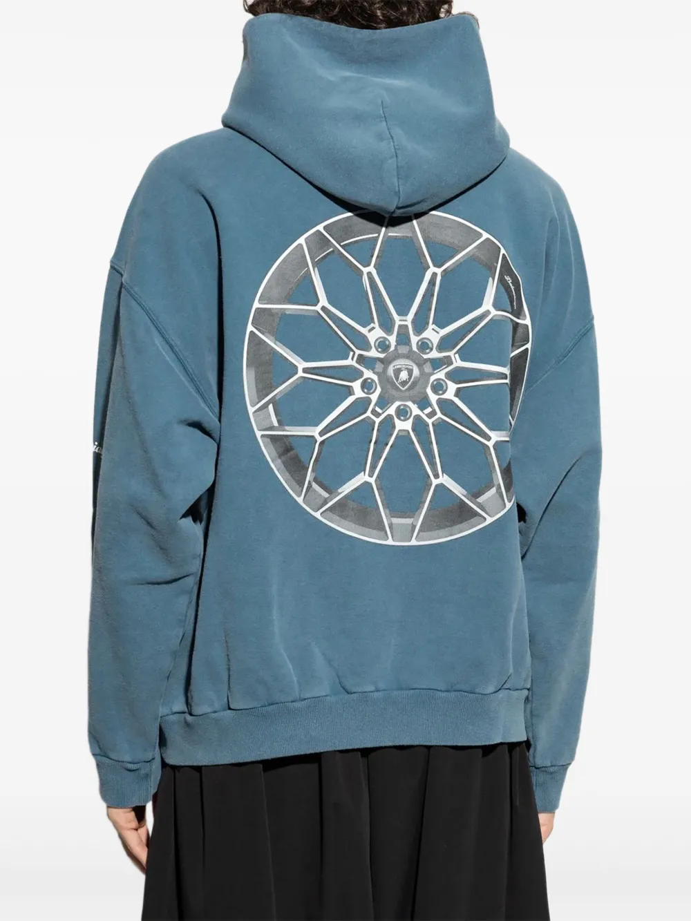 Balenciaga Lamborghini hoodie met autoprint en wieldetail Blauw