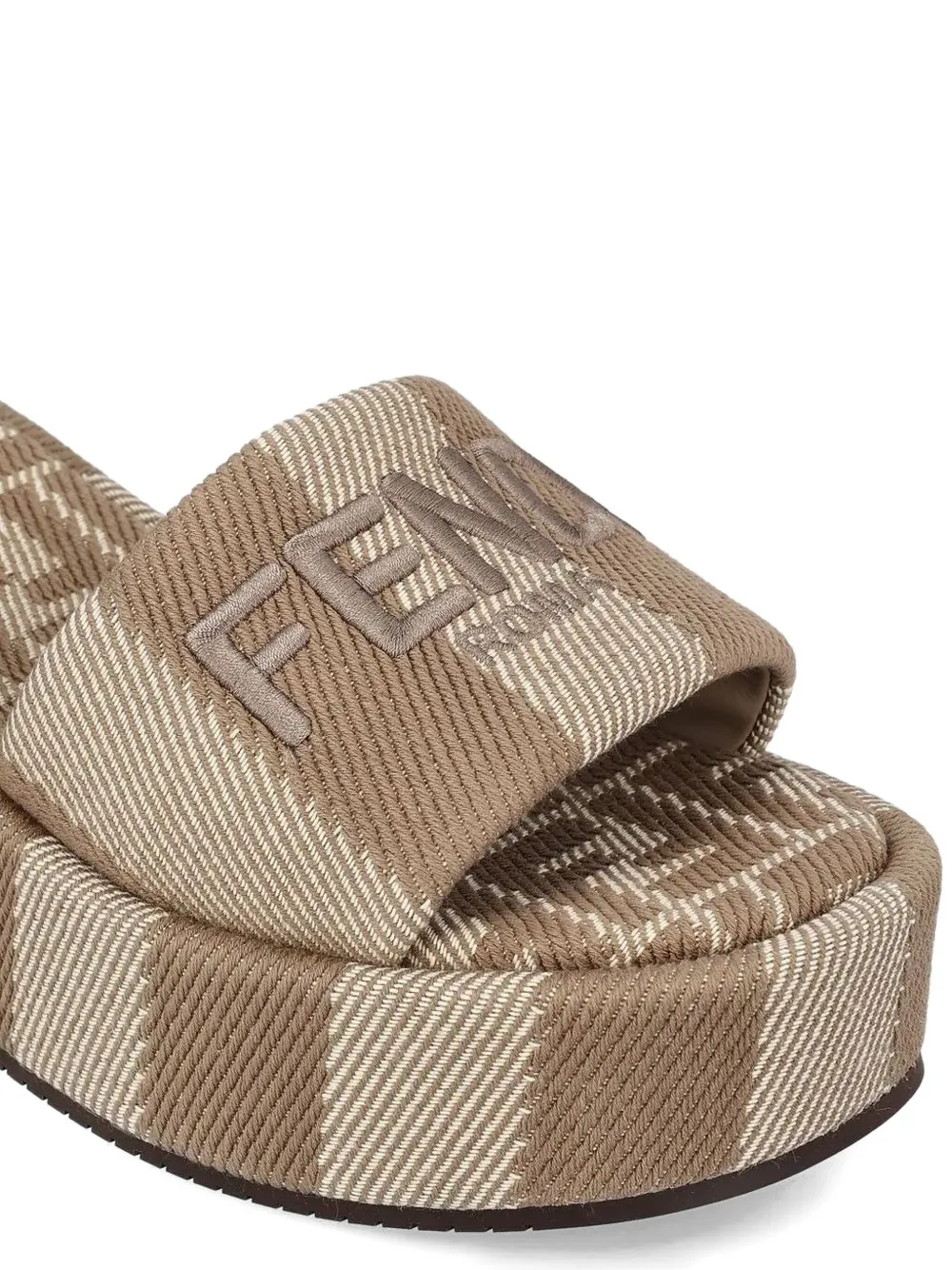 Fendi Flatform Canvas Slide In Neutral