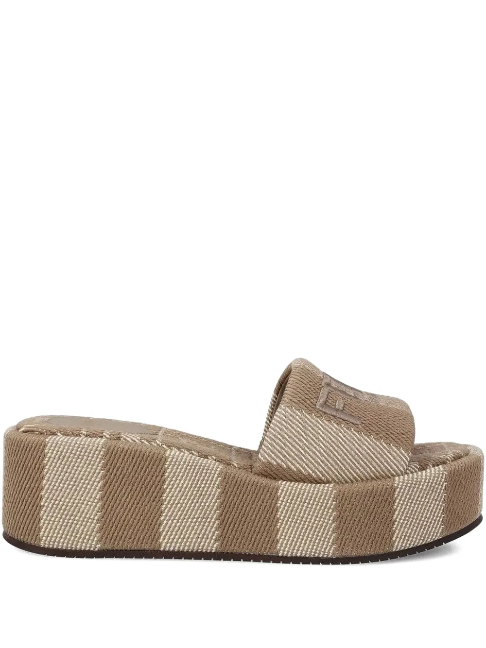 FENDI 60mm Sunshine striped platform sandals Neutrals