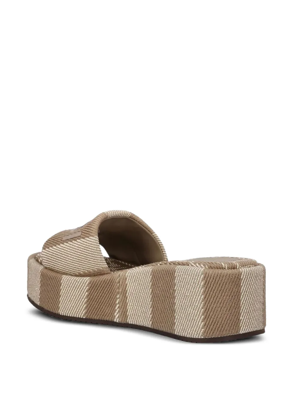 Fendi Flatform Canvas Slide In Neutral