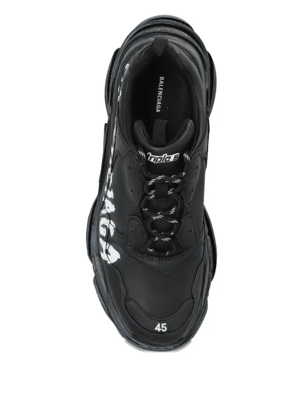 【BALENCIAGA/バレンシアガ】TRIPLE S PAINT LOGO Balenciaga Paint Logo Triple s Sneakers | Black | FARFETCH