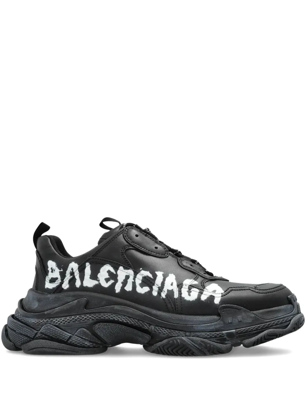 Balenciaga paint logo triple s sneakers Black