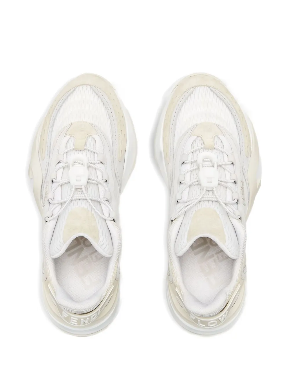 Fendi Flow Sneaker In White Mesh And Suede Women In Neutral