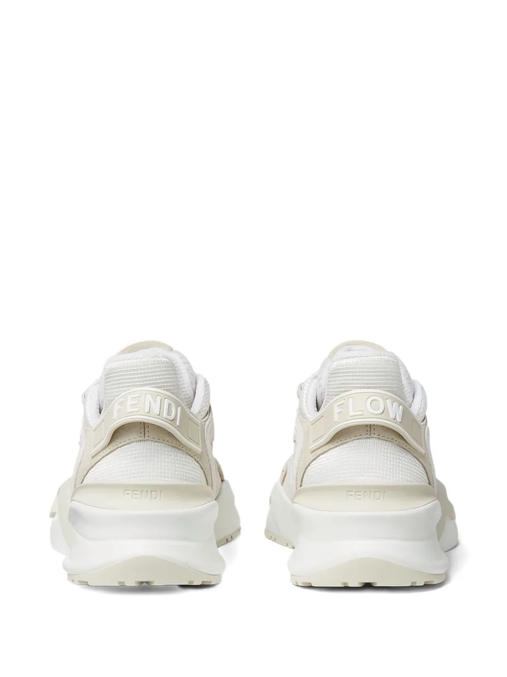Fendi Flow Sneaker In White Mesh And Suede Women In Neutral
