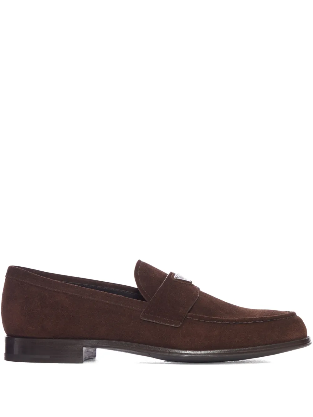 Prada Logo-detail Suede Loafers In Brown