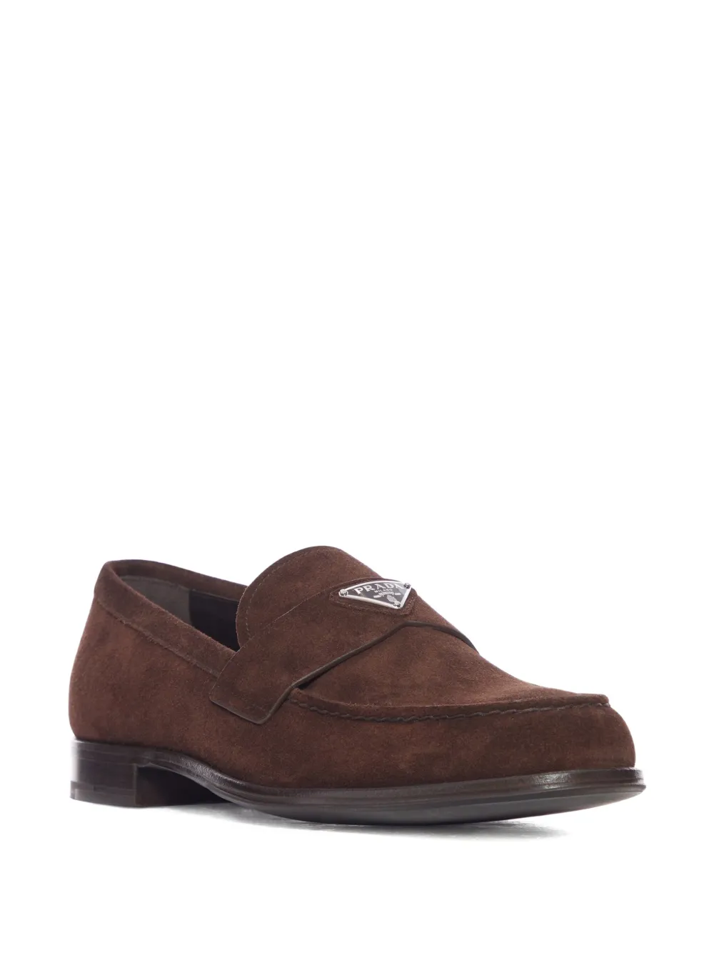Prada logo-detail suede loafers - Bruin