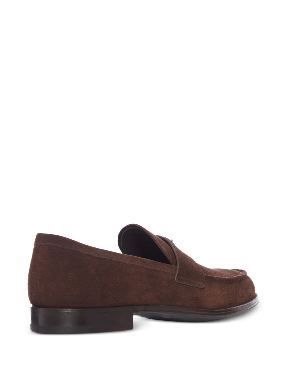 Prada Suède loafers met logodetail Bruin