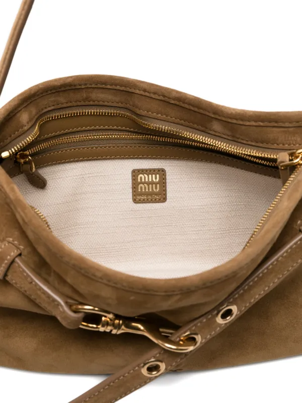 Miu Miu Aventure Suede Shoulder Bag | Brown | FARFETCH PL