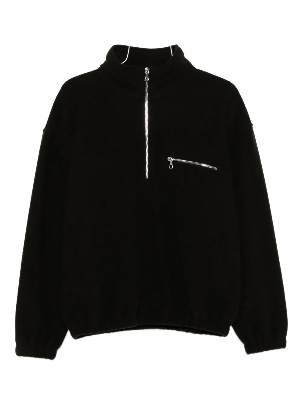 Rier High-neck Zip-front Sweatshirt In Black