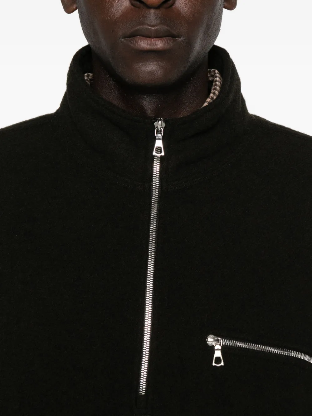 Rier High-neck Zip-front Sweatshirt In Black