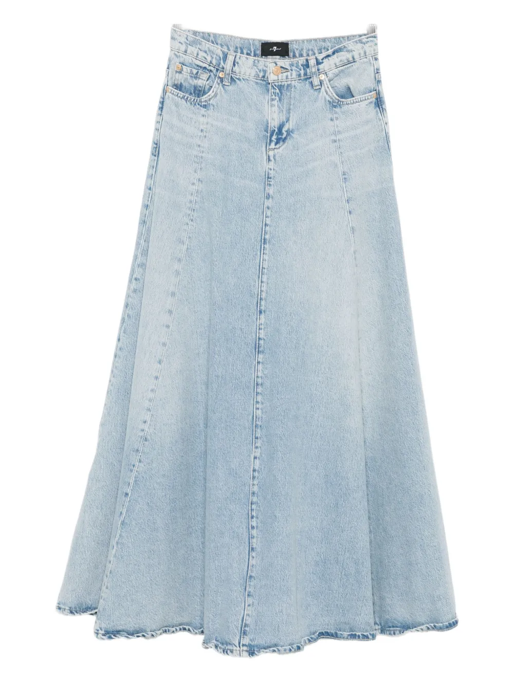 7 For All Mankind logo-patch denim maxi skirt - Blu