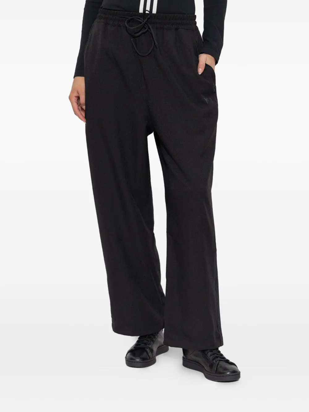 Y-3 3-stripes Drawstring Track Pants In Black
