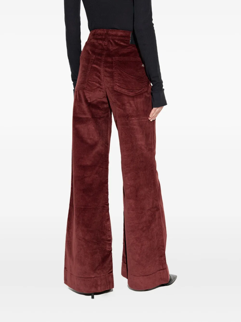 Rag & Bone Skylar High Waist Corduroy Flare Pants In Red