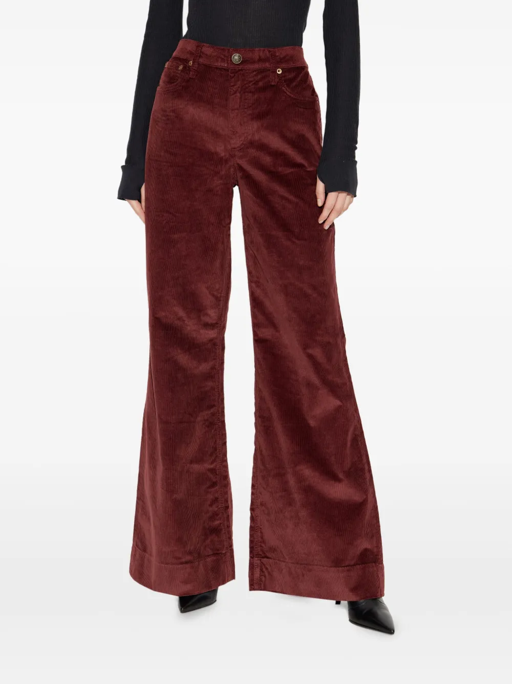 rag & bone Ribfluwelen flared jeans Rood
