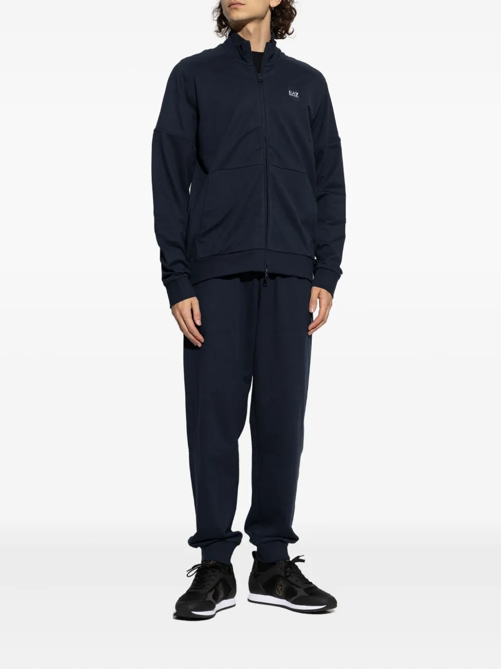 Ea7 Emporio Armani logo-patch zip-up tracksuit - Blauw