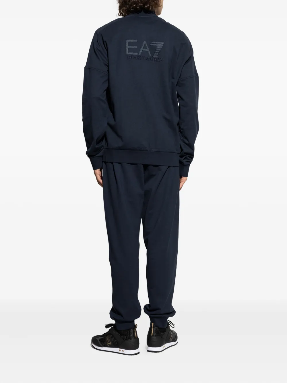 Ea7 Emporio Armani Logo Patch Stand Collar Tracksuit Set In Blue