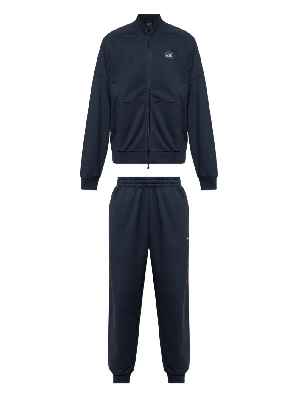 Ea7 Emporio Armani Logo Patch Stand Collar Tracksuit Set In Blue