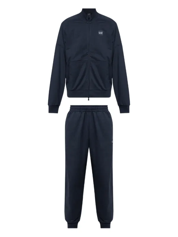 Ea7 Emporio Armani logo-patch zip-up Tracksuit Blue FARFETCH