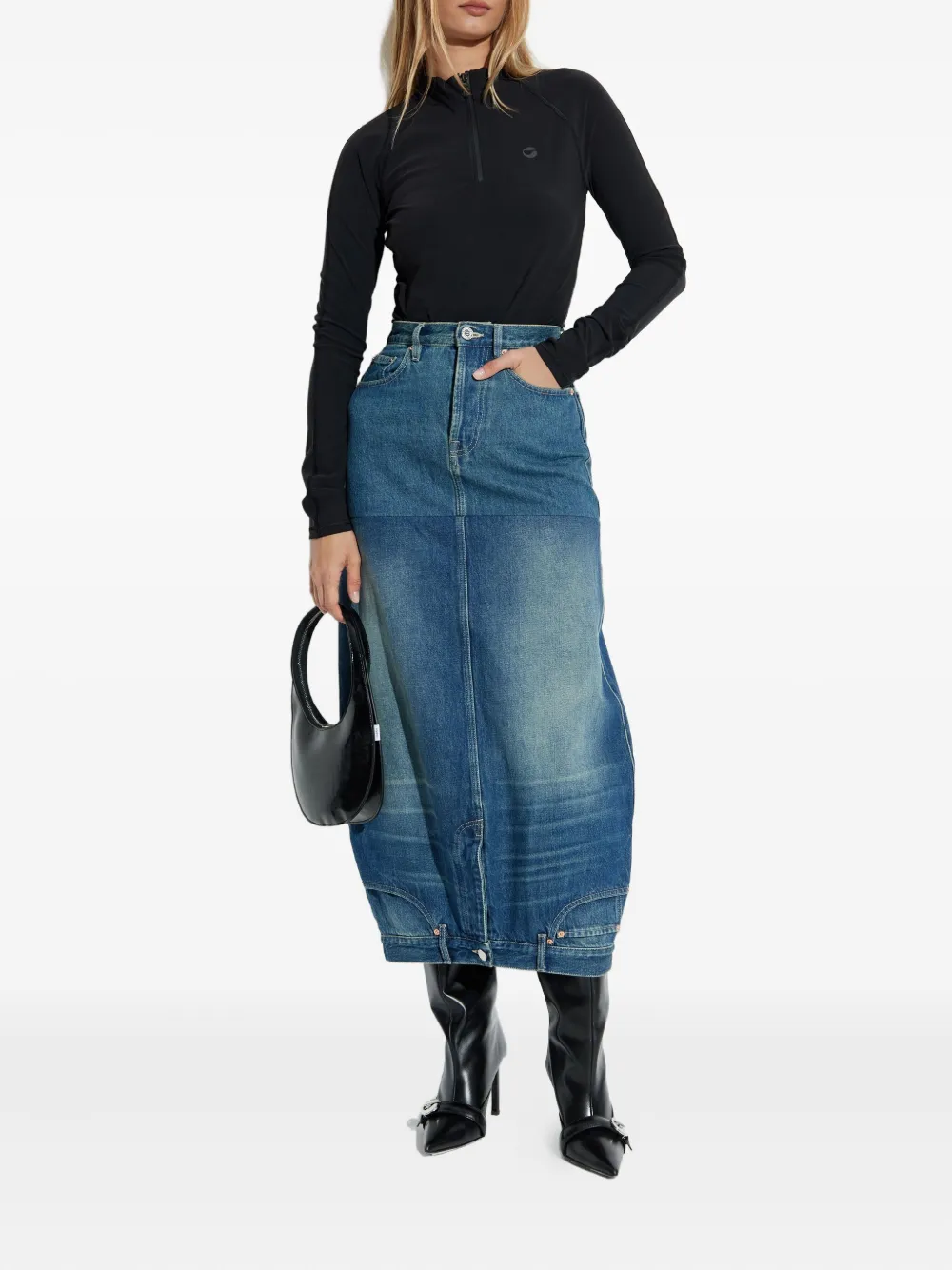 Coperni Stand-up Collar Long-sleeve Top In Black