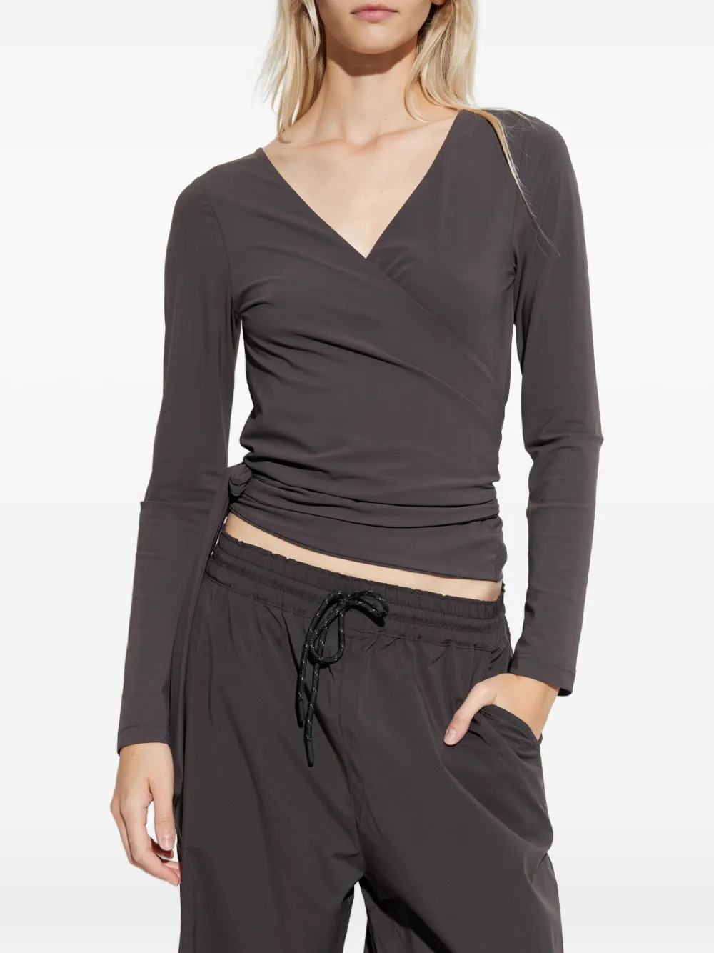 Rethinkit Studios Wrap Long-sleeve Top In Gray
