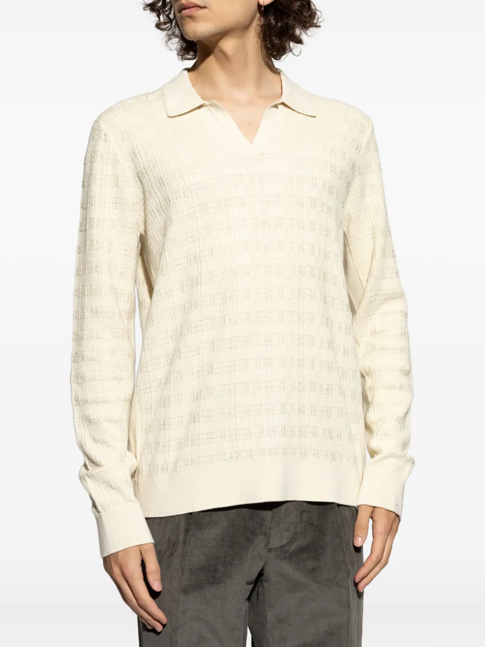 Rag & Bone Textured Polo-neck T-shirt In Neutral