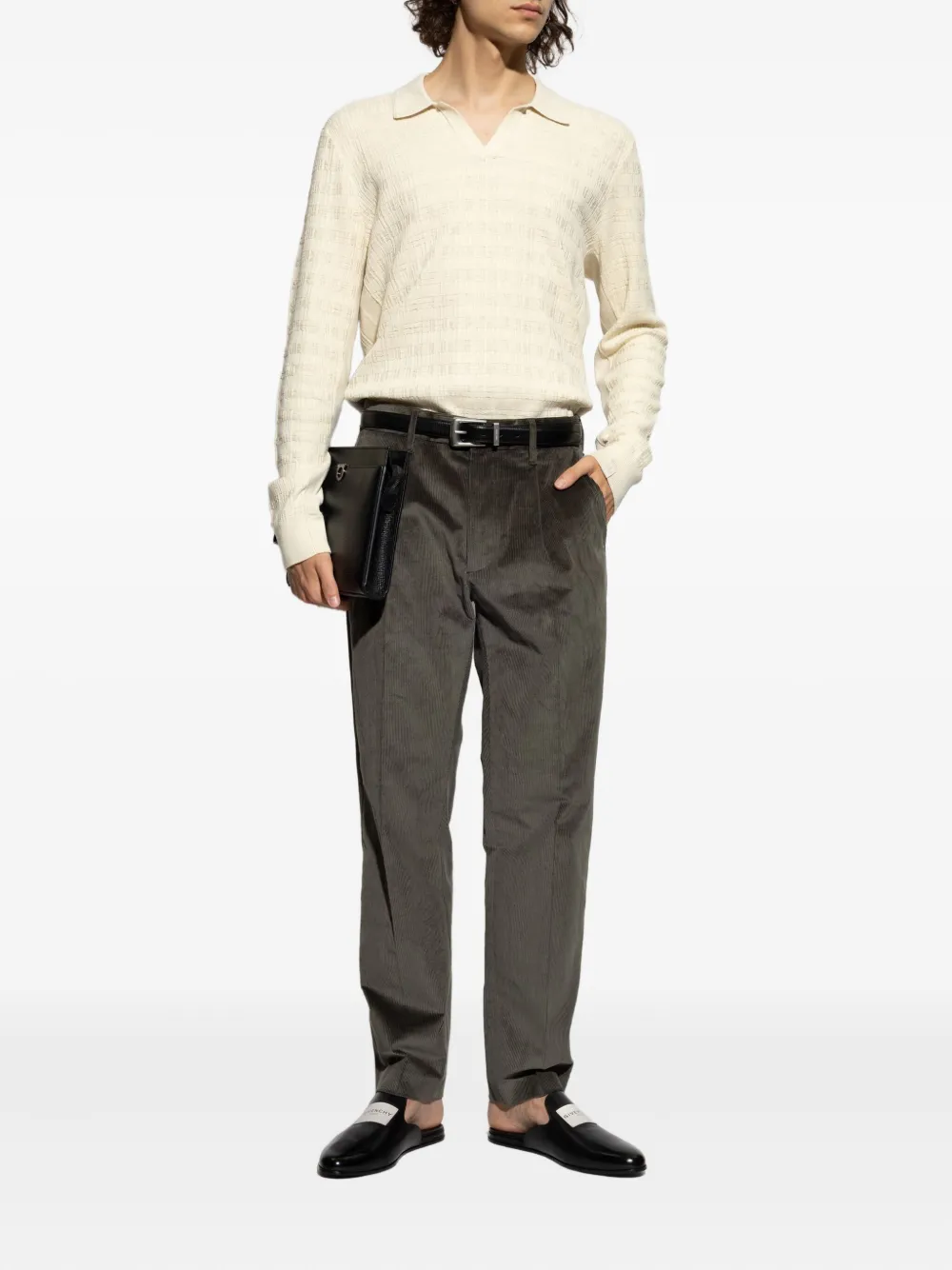 Rag & bone textured polo-neck T-shirt - Beige
