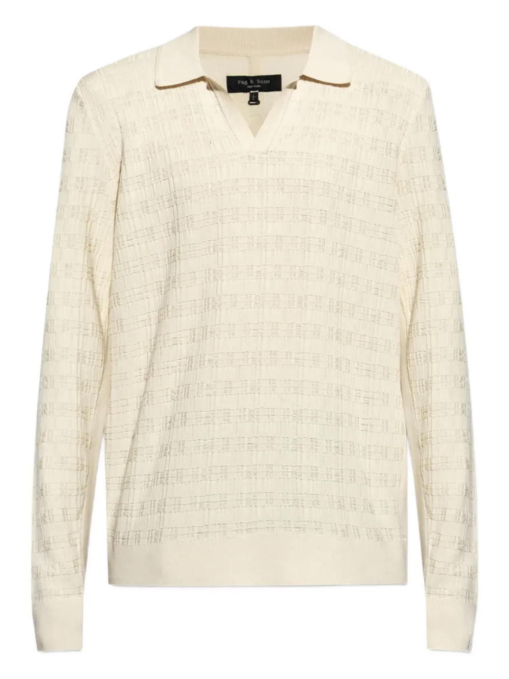 Rag & Bone Textured Polo-neck T-shirt In Neutral