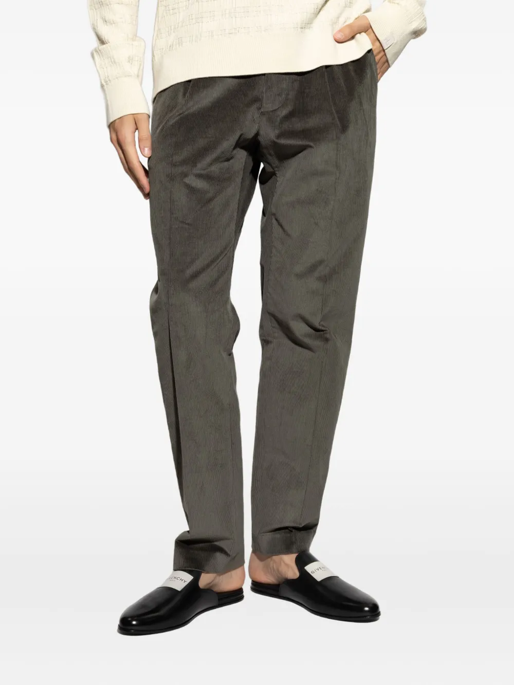 rag & bone Ribfluwelen broek met geplooide voorkant Groen