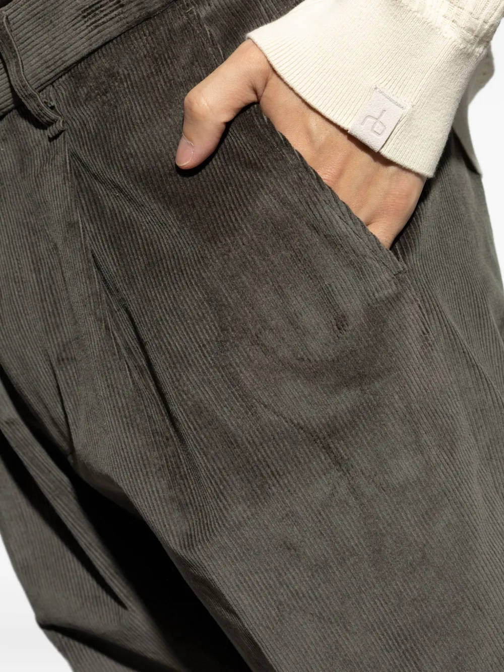 rag & bone Ribfluwelen broek met geplooide voorkant Groen