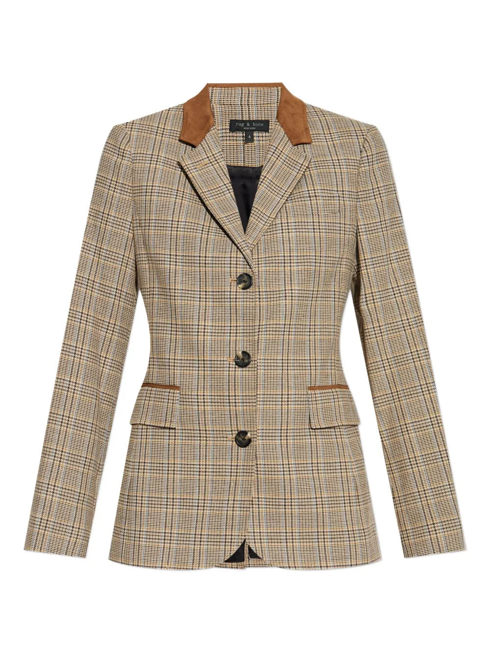 rag & bone checked suede-trimmed jacket | Neutrals | Image 1