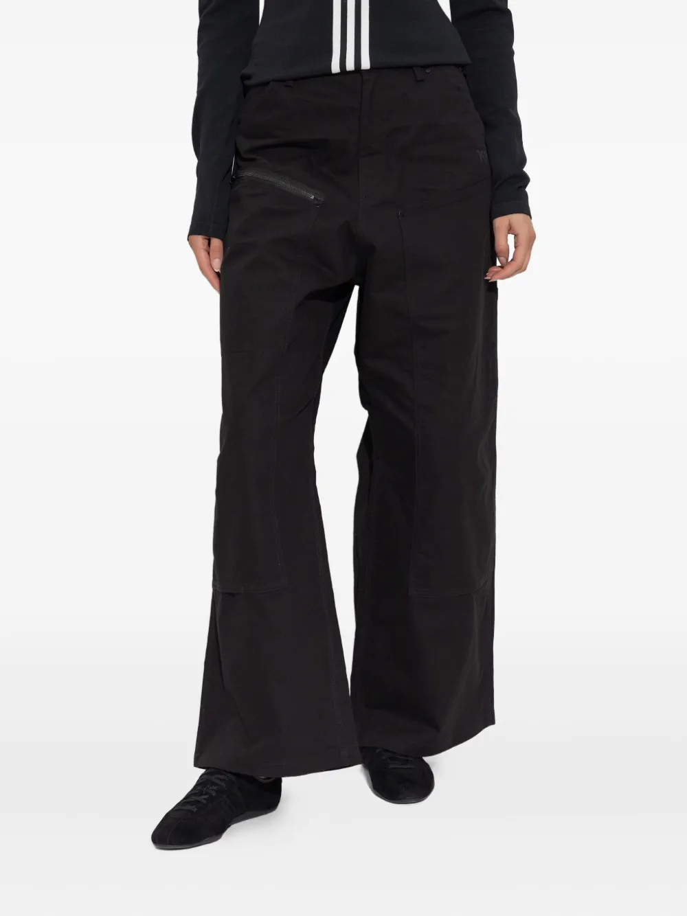 Y-3 Broek met cargozak en ritsdetail Zwart
